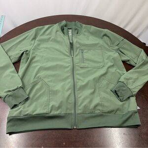 Men's Olive Green Lightweight Zip-Front Shirt Jacket